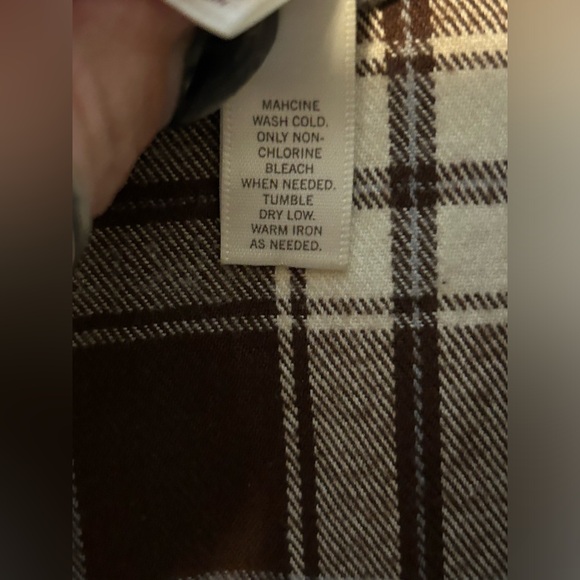 Pottery Barn Plaid Flannel Robe Size Large/XL Cotton Brown Cream Blue Unisex - Picture 7 of 8
